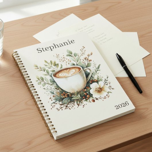Floral Coffee Themed Personalized Planner