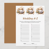 Floral Coffee Wedding A-Z Vrijgezellenfeest Game K Kaart (Voorkant / Achterkant)