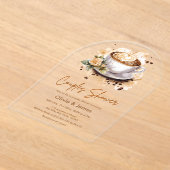 Floral Coffee Wedding Couples Vrijgezellenfeest Acryl Uitnodigingen (Laagn)
