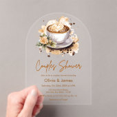Floral Coffee Wedding Couples Vrijgezellenfeest Acryl Uitnodigingen (Insitu (Draagbaar))