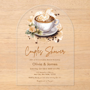 Floral Coffee Wedding Couples Vrijgezellenfeest Acryl Uitnodigingen
