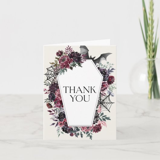 Floral Coffin Halloween Baby shower Bedankkaart (Voorkant)