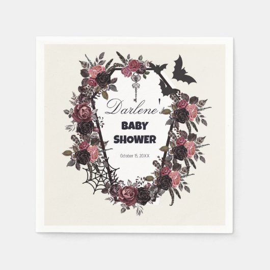 Floral Coffin Halloween Baby shower Servet (Voorkant)