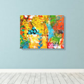 Floral Collage 1974 Canvas Print (Insitu (Houten vloer))