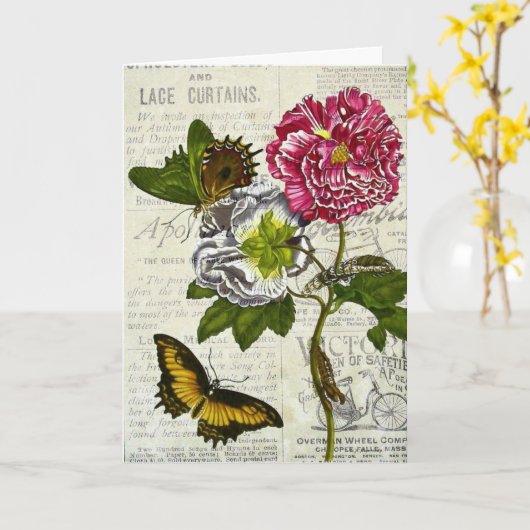  Floral Collage, Birthday Kaart (Gele Bloem)