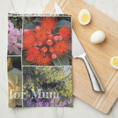 Floral Collage Flowers voor mam Tea Towel Theedoek (Quarter Fold)
