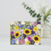 Floral Collage Foto Colorful Spring Flowers Briefkaart (Staand voorkant)