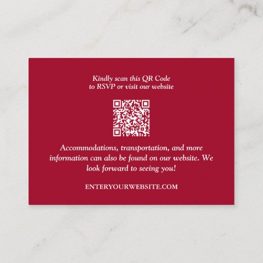 Floral Collage Wedding QR Code RSVP Informatiekaartje (Achterkant)