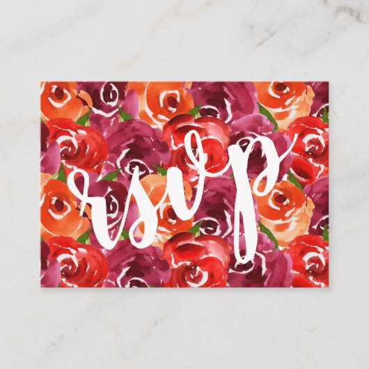 Floral Collage Wedding QR Code RSVP Informatiekaartje (Voorkant)
