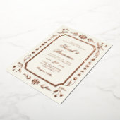 Floral Color Minimalist Script Wedding Folie Uitnodiging (Gedraaid)