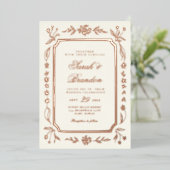 Floral Color Minimalist Script Wedding Folie Uitnodiging (Staand Voorkant)