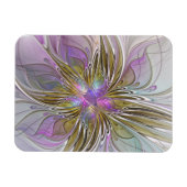 Floral Colorful Abstract Fractal With Pink & Gold Magneet (Horizontaal)