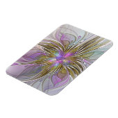 Floral Colorful Abstract Fractal With Pink & Gold Magneet (Linkerzijde)