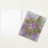 Floral Colorful Abstract Fractal With Pink & Gold Planner (Display)