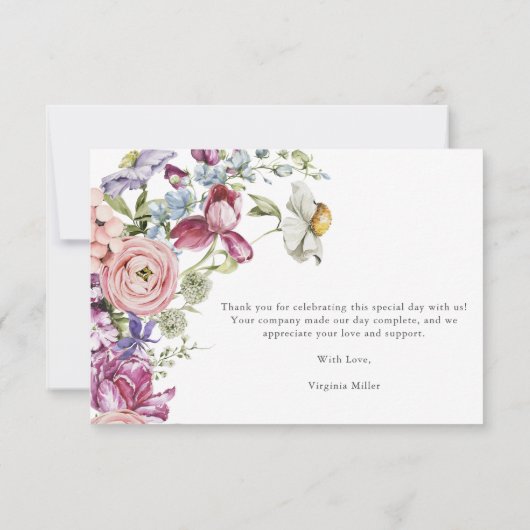 Floral Colorful Bedankkaart (Achterkant)