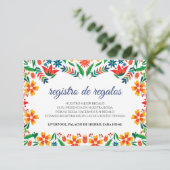 Floral Colorful Botanical Flowers Spanish Wedding Informatiekaartje (Staand voorkant)