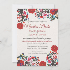 Floral Colorful Botanical Flowers Spanish Wedding Kaart