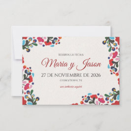 Floral Colorful Botanical Flowers Spanish Wedding Save The Date