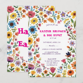 Floral Colorful Easter BRUNCH & HUNT Kaart
