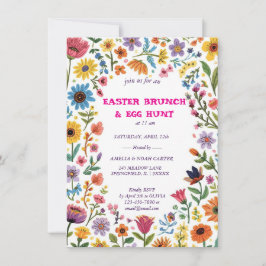 Floral Colorful Easter BRUNCH & HUNT Kaart