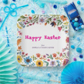 Floral Colorful Easter BRUNCH & HUNT Papieren Bordje (Feest)