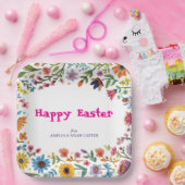 Floral Colorful Easter BRUNCH & HUNT Papieren Bordje (Feest)