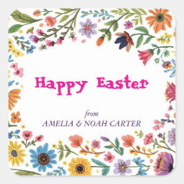Floral Colorful Easter BRUNCH & HUNT Vierkante Sticker