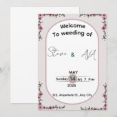 Floral Colorful Elegant Wedding Invitation Kaart (Voorkant / Achterkant)