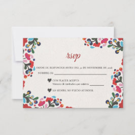 Floral Colorful Fiesta Spanish Wedding RSVP Kaartje