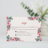 Floral Colorful Fiesta Spanish Wedding RSVP Kaartje (Staand voorkant)