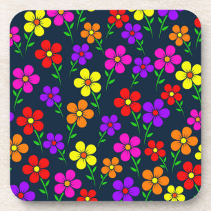 Floral Colorful Flowers Pattern Bier Onderzetter