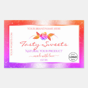 Floral Colorful Glitter White Product Labels Logo