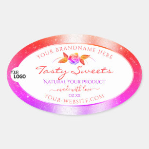 Floral Colorful Glitter White Product Labels Logo