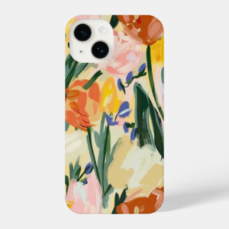 floral colorful glossy phone case iPhone 14 hoesje