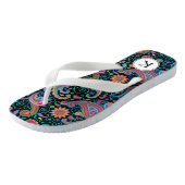Floral Colorful Paisley White Accent Monogram Teenslippers (Schuin)
