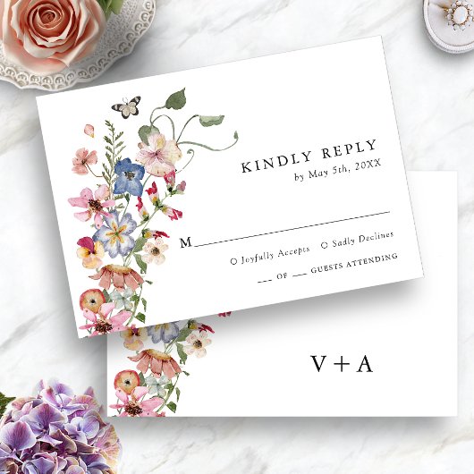 Floral Colorful RSVP Kaartje