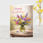 Floral Colorful Wildflowers Birthday Kaart (Gele Bloem)