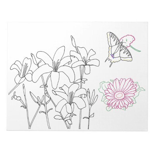 Floral Coloring Pages op Notitieblokken (Voorkant)