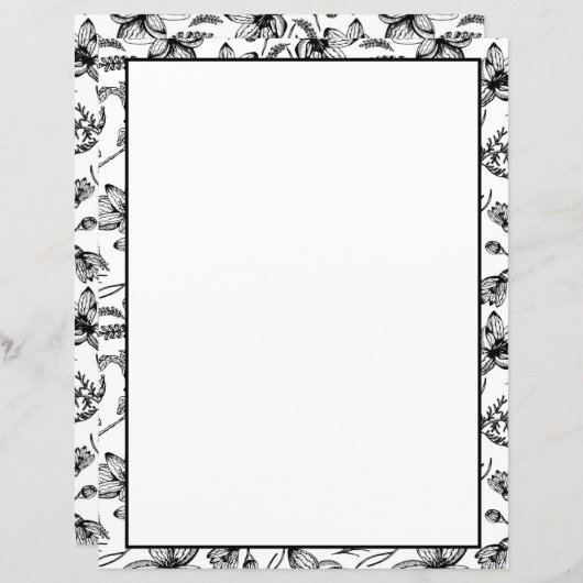 Floral Coloring Pagina 2 Stationery Sheets (Voorkant / Achterkant)