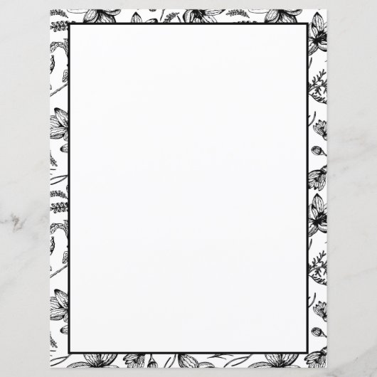 Floral Coloring Pagina 2 Stationery Sheets (Voorkant)