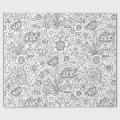 Floral Colour Book Black White Cadeaupapier (Vlak)