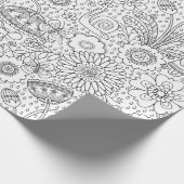 Floral Colour Book Black White Cadeaupapier (Hoek)