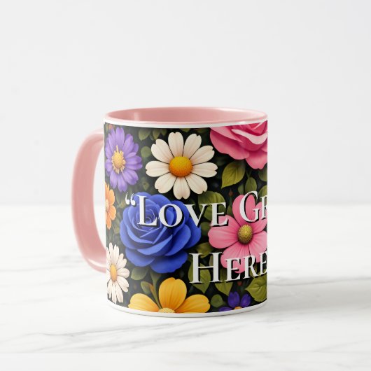Floral Colourful Custom Quotes Valentines Mugs Mok (Voorkant links)