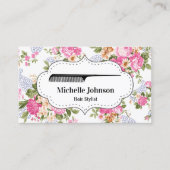  Floral Comb Hair Salon Haarstylist Visitekaartje (Voorkant)