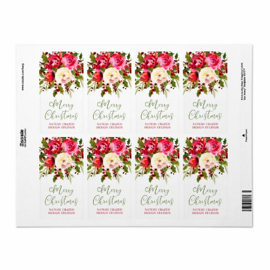 Floral Company kerst Etiket (Full Sheet)