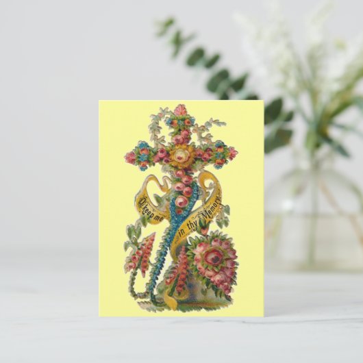 Floral condolence Cross Briefkaart (Staand voorkant)