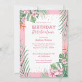 Floral Confetti Birthday Party, voor dames roze Kaart (Voorkant)