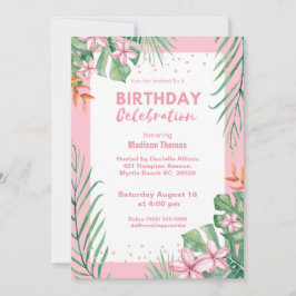 Floral Confetti Birthday Party, voor dames roze Kaart