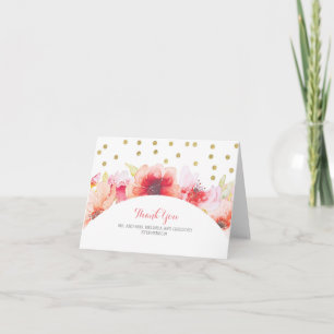 Floral Confetti - Blush & Gold Waterverf Bedankkaart