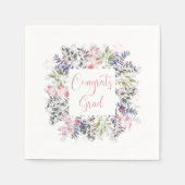 Floral Congrats Afstudeerder Glitter Typografie Servet (Voorkant)